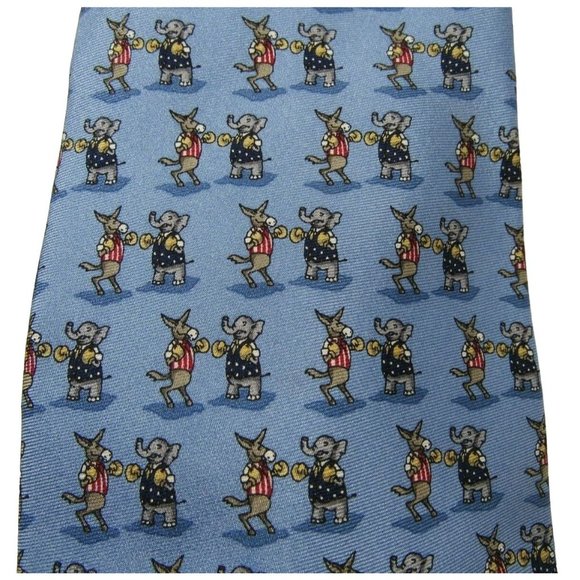 Limited Editions Osias Elephant Boxing Donkey Political Democrat Republican Tie - Picture 2 of 4